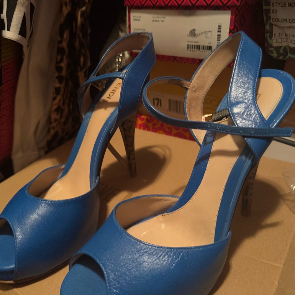 Fendi Vibrant Blue Heeled Sandals